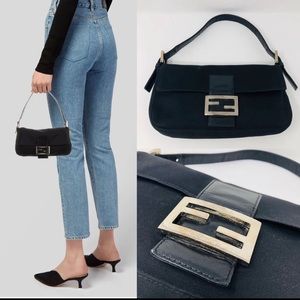 Authentic Fendi Nylon Black Shoulder Bag